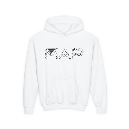 Stylish Youth Hoodie with MAP Design, Cozy Pullover for Teens, Perfect for Casual Wear, Gifts for Birthdays, Holidays