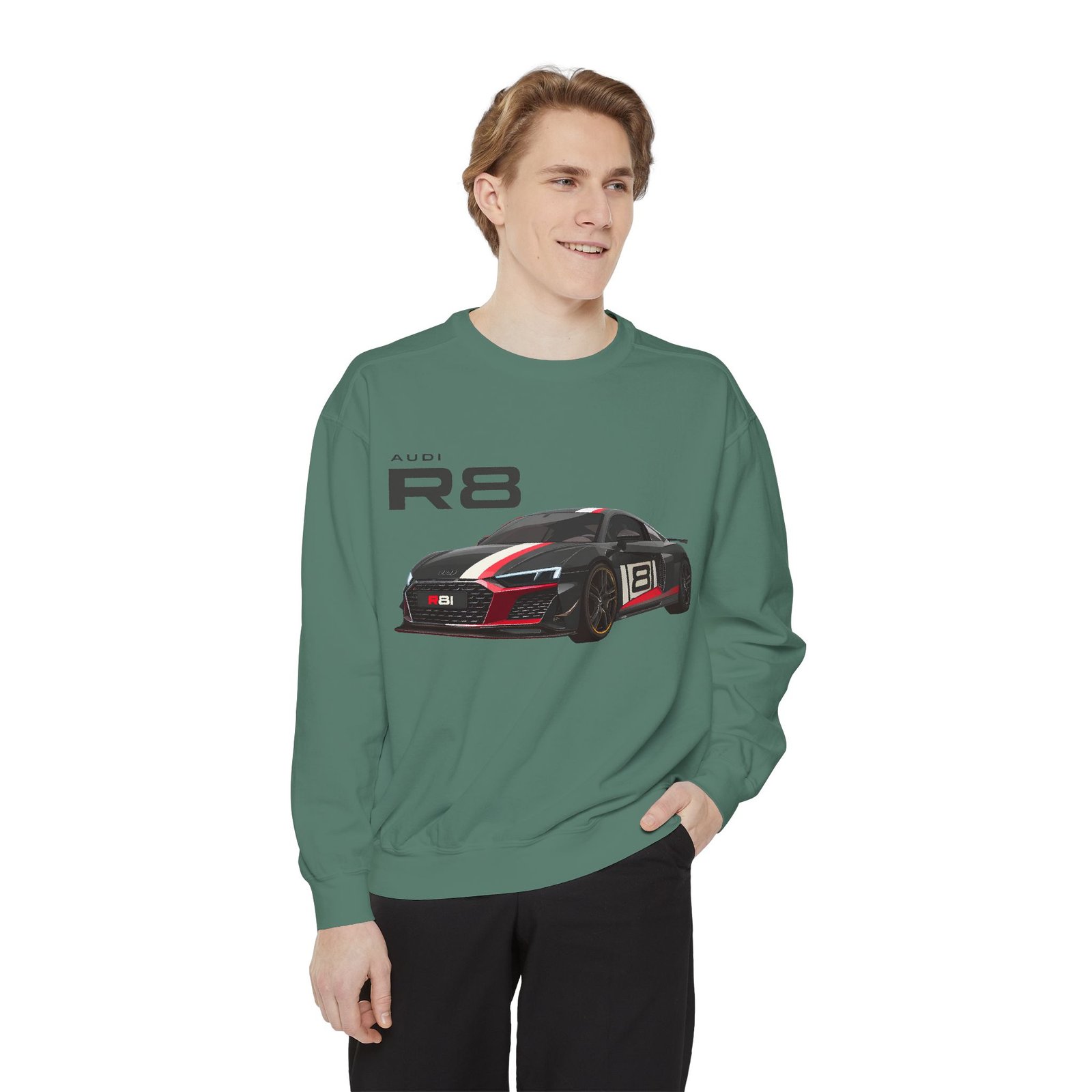 Car Lover's Unisex Sweatshirt, R8 Graphic Top, Automotive Gift, Casual Wear, Birthday Present, Motorsport Apparel - Image 9