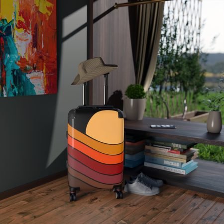 Retro Sunset Suitcase, Travel Luggage, Boho Baggage, Vacation Gear, Gift for Travelers, Trendy Carry-On
