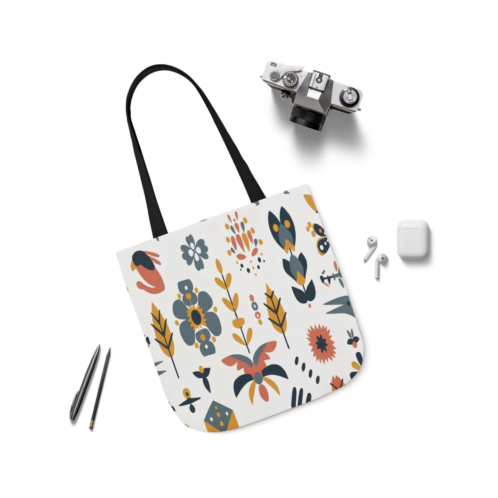 Floral Canvas Tote Bag with 5-Color Straps, Eco-Friendly Grocery Tote, Beach Bag, Reusable Shopping Bag, Gift for Her, Trendy Handbag - Image 21