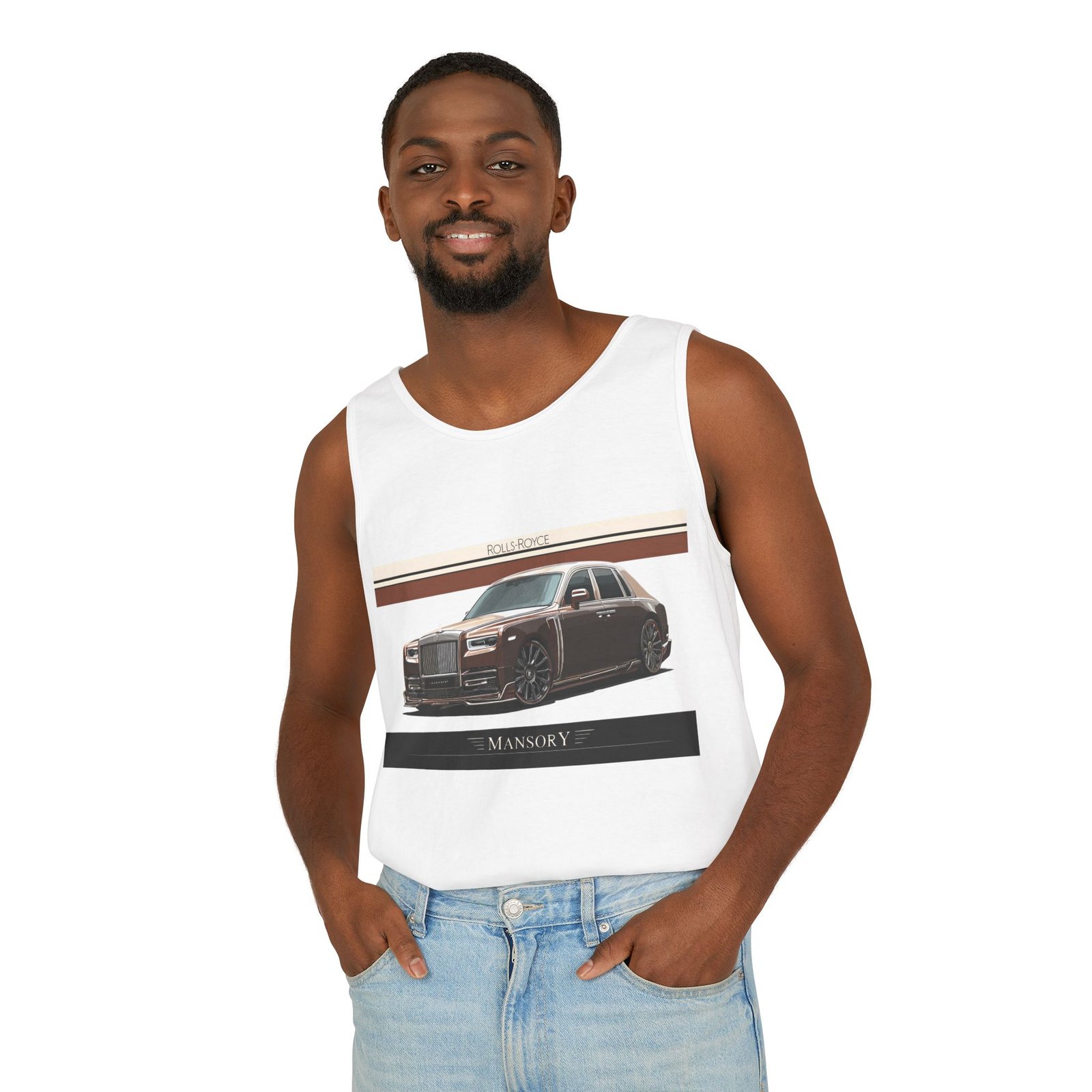 Luxury Car Graphic Unisex Tank Top, Casual Summer Wear, Perfect Gift for Car Enthusiasts, Birthday, Father's Day, Car Show Merchandise - Image 2