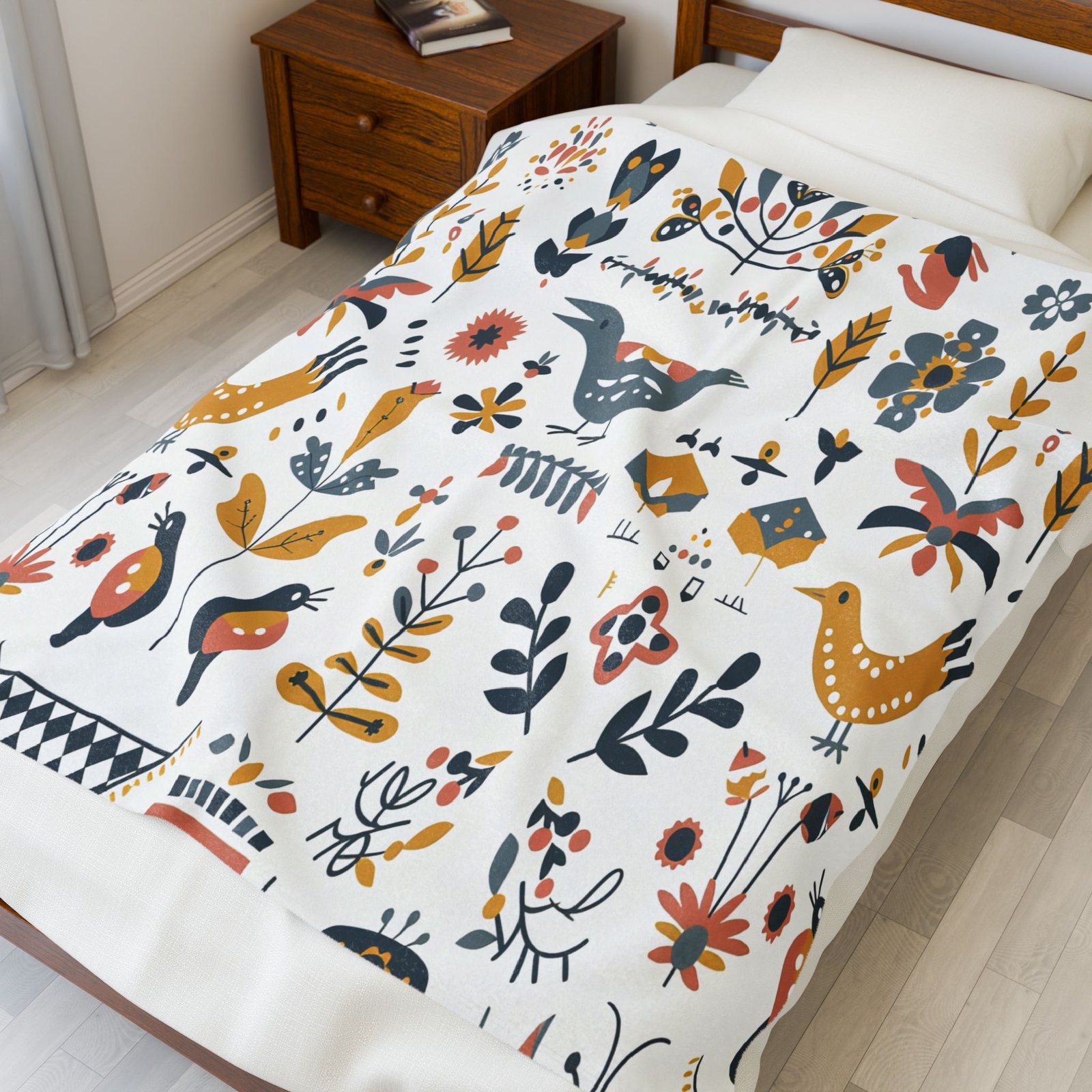 Whimsical Floral Plush Blanket, Cozy Home Decor, Gift for Her, Housewarming Gift, Nursery Throw, Soft Throw Blanket