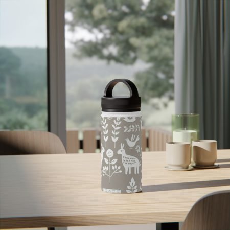 Floral Stainless Steel Water Bottle with Handle Lid, Eco-Friendly Hydration, Travel Cup, Nature Lover Gift, Everyday Use