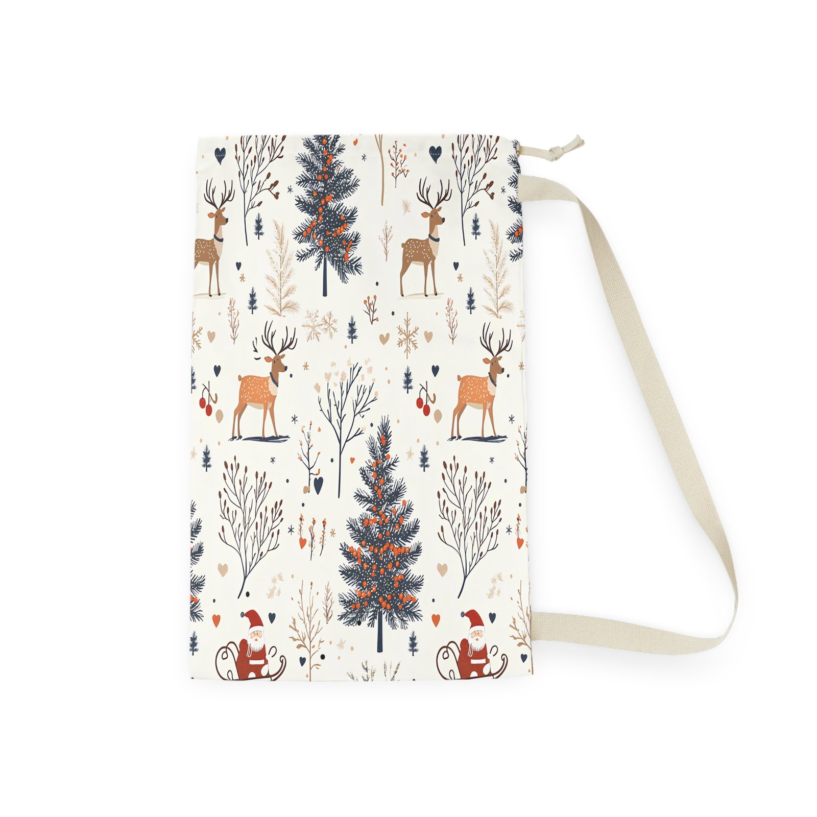 Holiday-Themed Laundry Bag with Deer and Trees Design, Cute Storage Bag for Christmas, Gift for Home, Organizing Laundry, Festive Decor - Image 3
