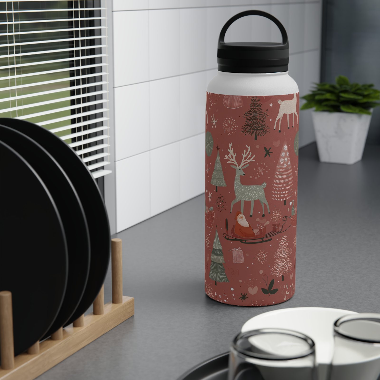 Stainless Steel Water Bottle, Handle Lid - Image 12