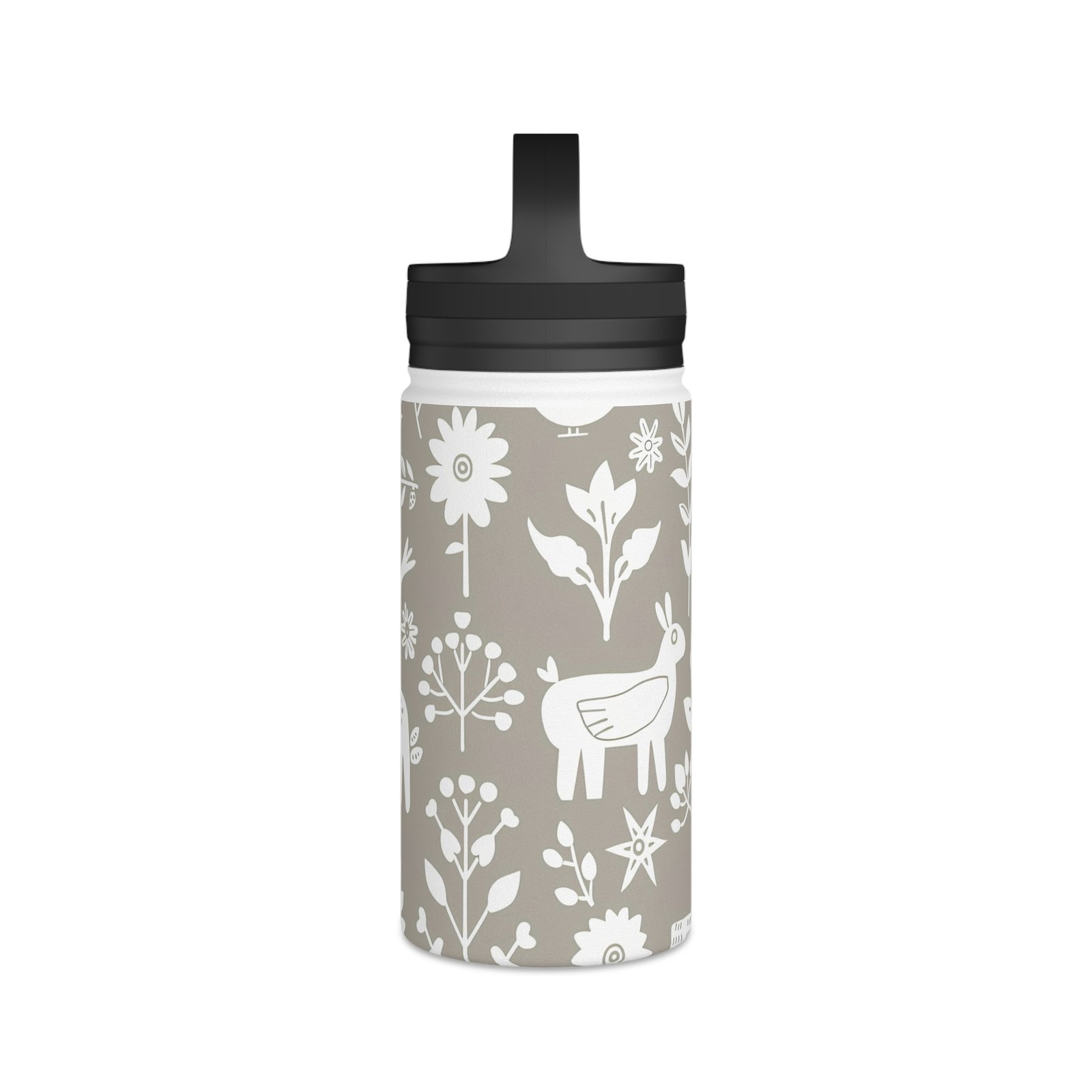 Floral Stainless Steel Water Bottle with Handle Lid, Eco-Friendly Hydration, Travel Cup, Nature Lover Gift, Everyday Use - Image 5