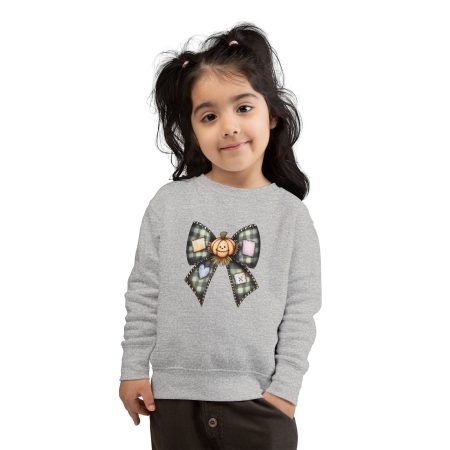 Toddler Halloween Sweatshirt with Pumpkin Bow, Cozy Fall Apparel, Perfect for Kids' Costumes, Halloween Party Outfit, Cute Toddler Gift