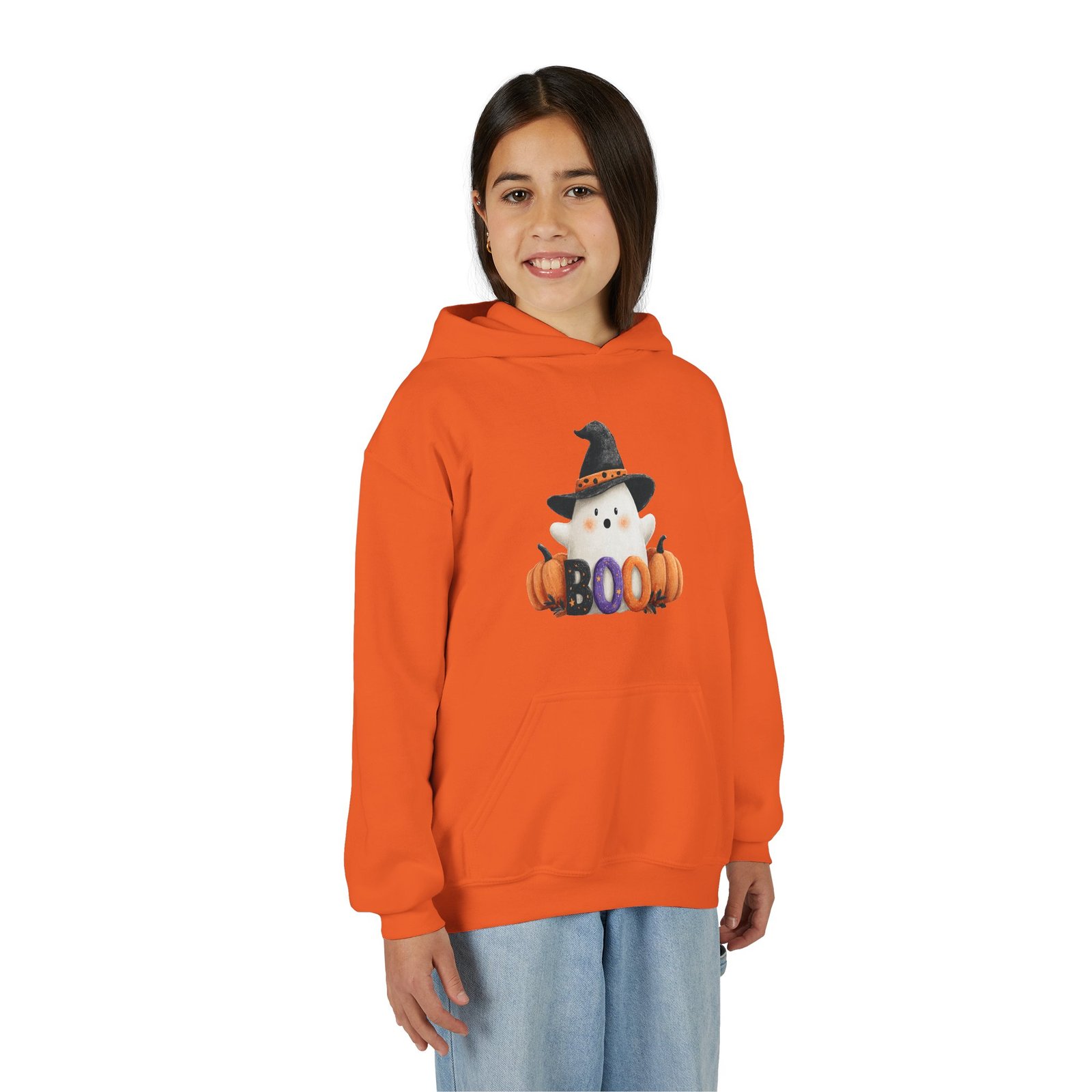 Halloween Boo Sweatshirt, Cozy Fall Hoodie for Kids, Youth Halloween Apparel, Cute Ghost Design, Perfect for Trick or Treating - Image 4
