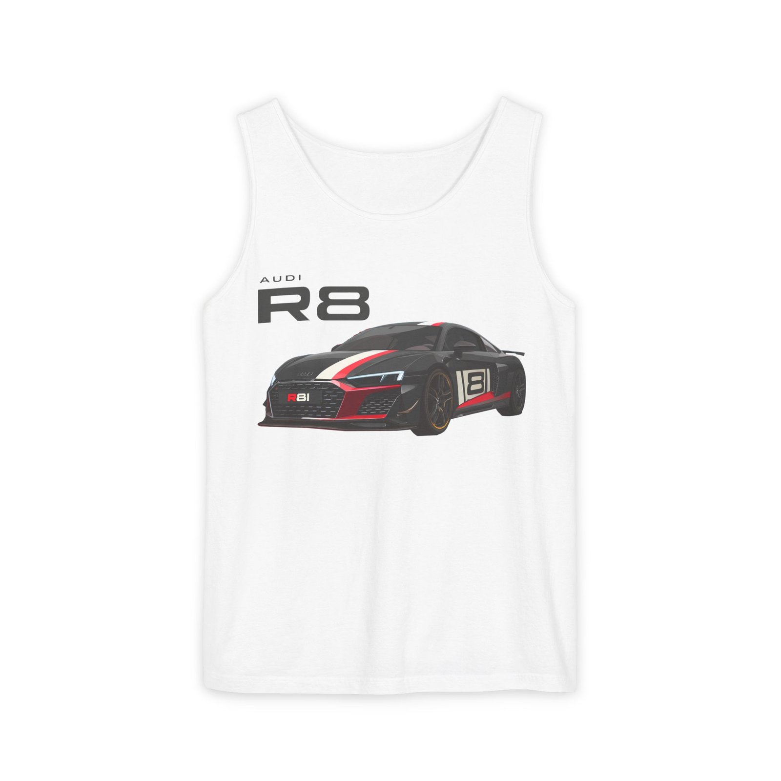 R8 Race Car Unisex Tank Top, Breathable Summer Top, Casual Wear, Gift for Car Enthusiasts, Sports Apparel, Comfortable Tank Top - Image 3