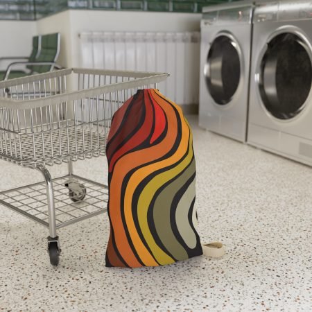 Retro Wave Laundry Bag, Eco-Friendly Storage, Modern Home Decor, Gift for Students, Unique Laundry Tote