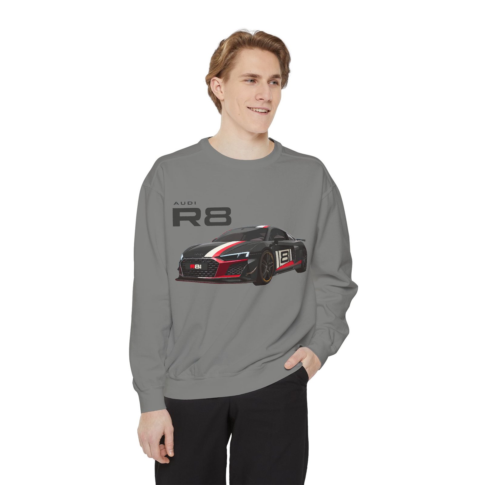 Car Lover's Unisex Sweatshirt, R8 Graphic Top, Automotive Gift, Casual Wear, Birthday Present, Motorsport Apparel - Image 7
