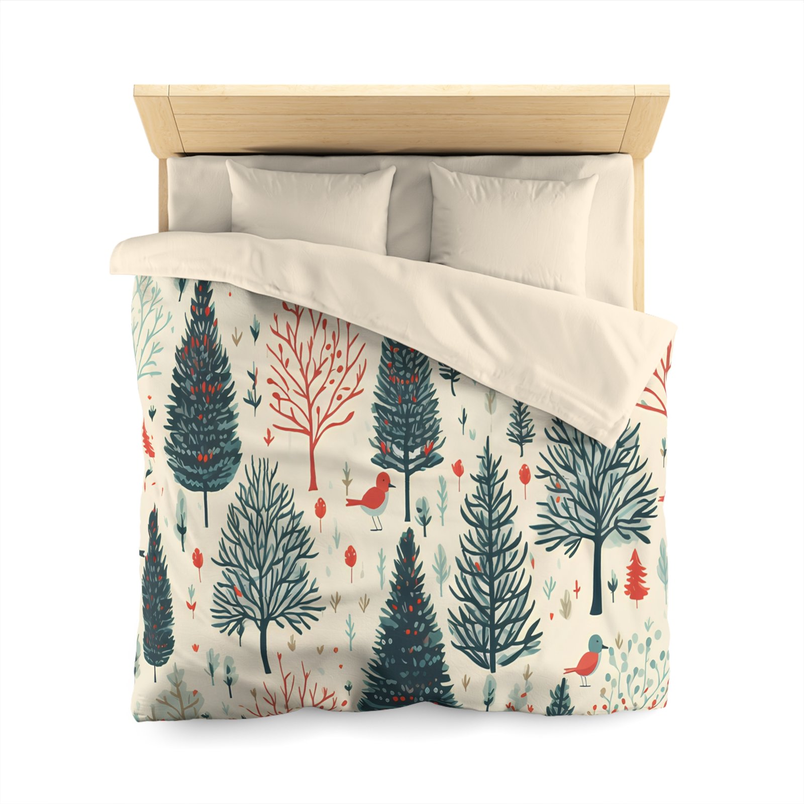 Cozy Forest Microfiber Duvet Cover | Woodland Tree Bedding, Nature Lover Gift, Christmas Decor, Cozy Bedroom, All Seasons - Image 4