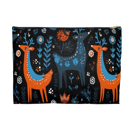 Whimsical Deer and Floral Accessory Pouch for Stylish Organization, Perfect for Gifts, Travel, Art Supplies, or Makeup