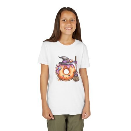 Cute Halloween Donut Youth Tee, Kids Halloween Shirt, Trick or Treat Tee, Fall Apparel, Autumn Costume Top