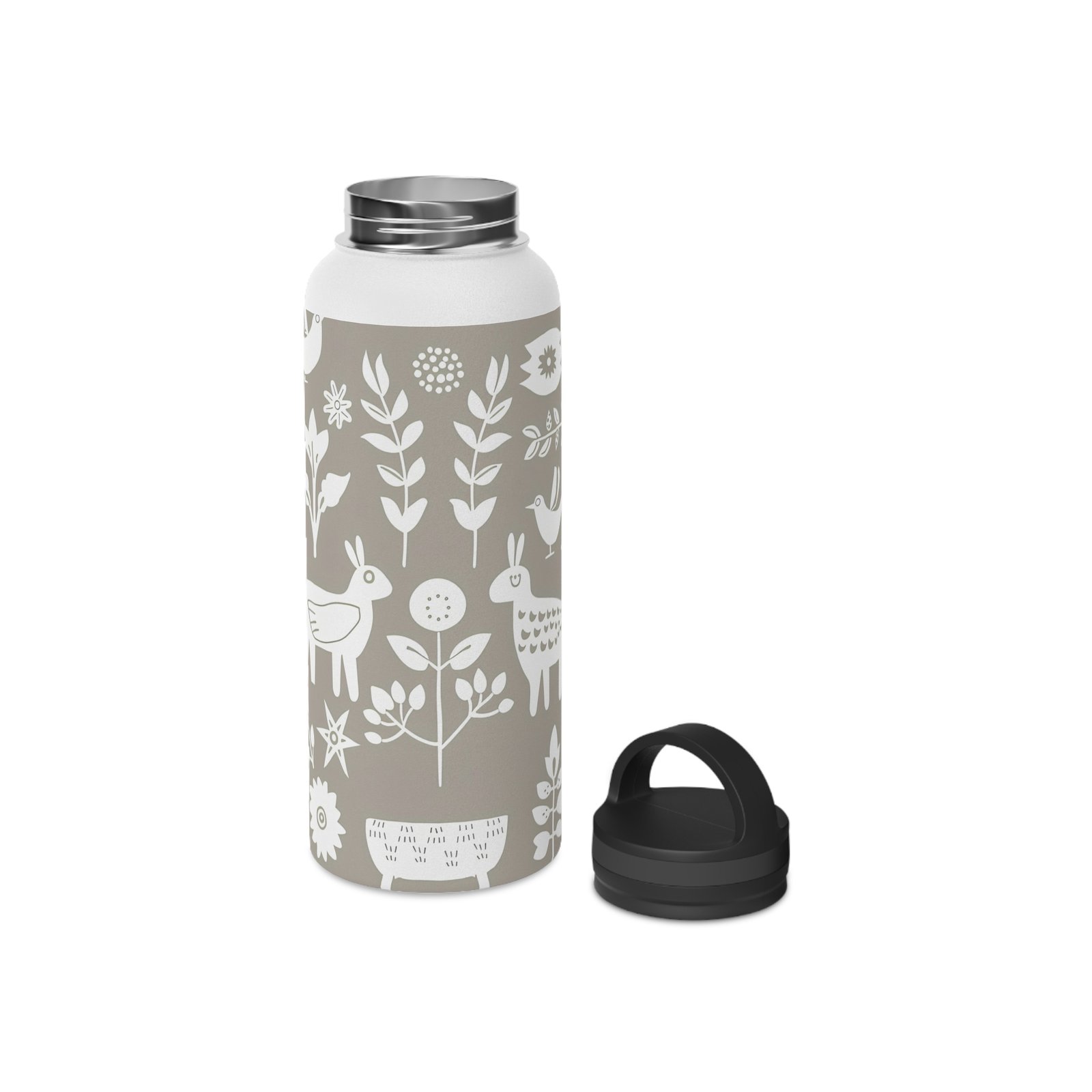 Floral Stainless Steel Water Bottle with Handle Lid, Eco-Friendly Hydration, Travel Cup, Nature Lover Gift, Everyday Use - Image 13