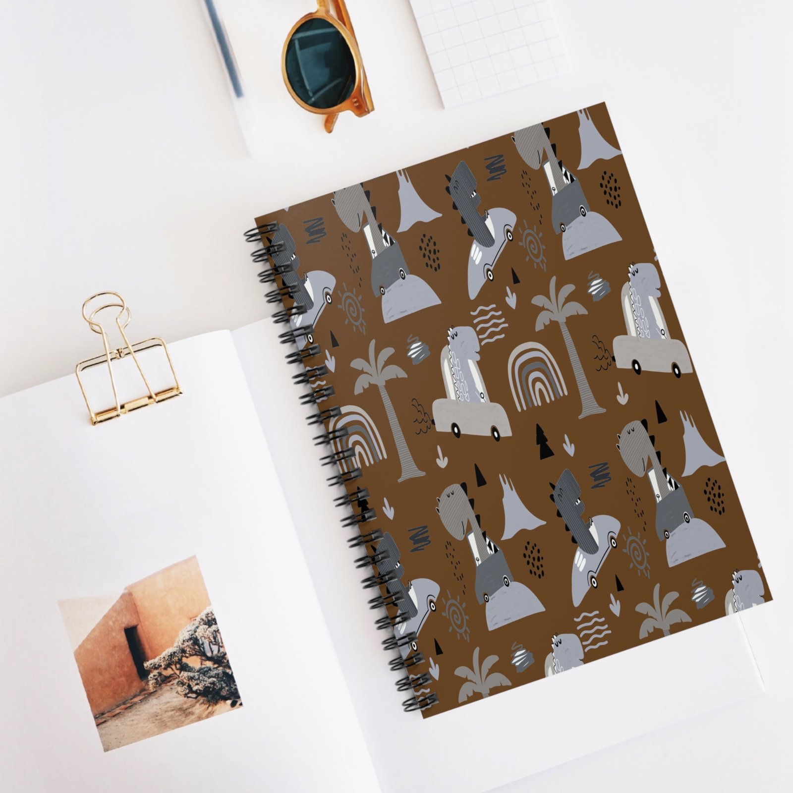 Adventure-themed Spiral Notebook, Cute Animal Design Journal, Perfect for Travelers, Students, Gift for Nature Lovers, Writing Companion