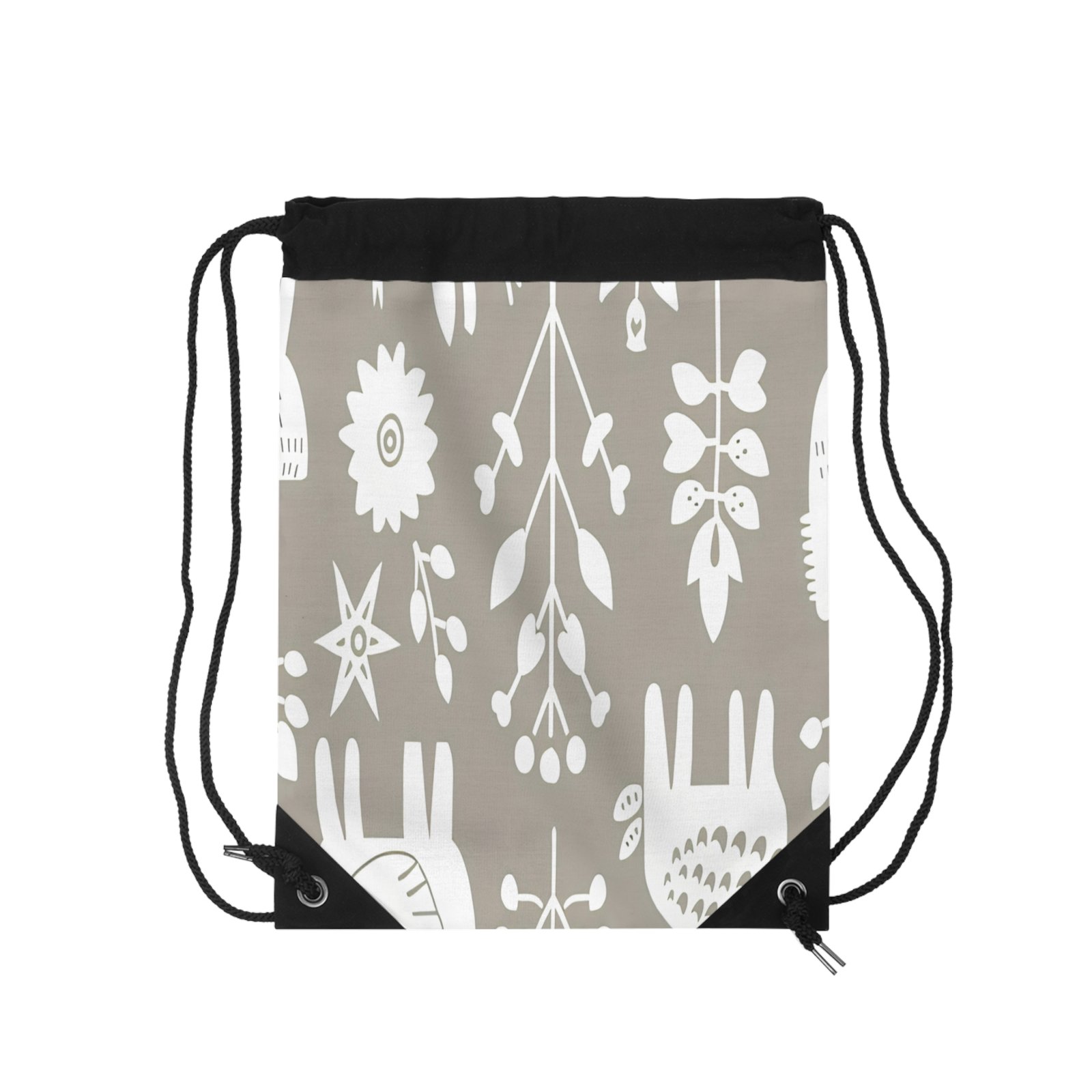 Botanical Print Drawstring Bag, Floral Gym Sack, Cute Tote for Nature Lovers, Eco-Friendly Gift, Boho Style Travel Bag - Image 4