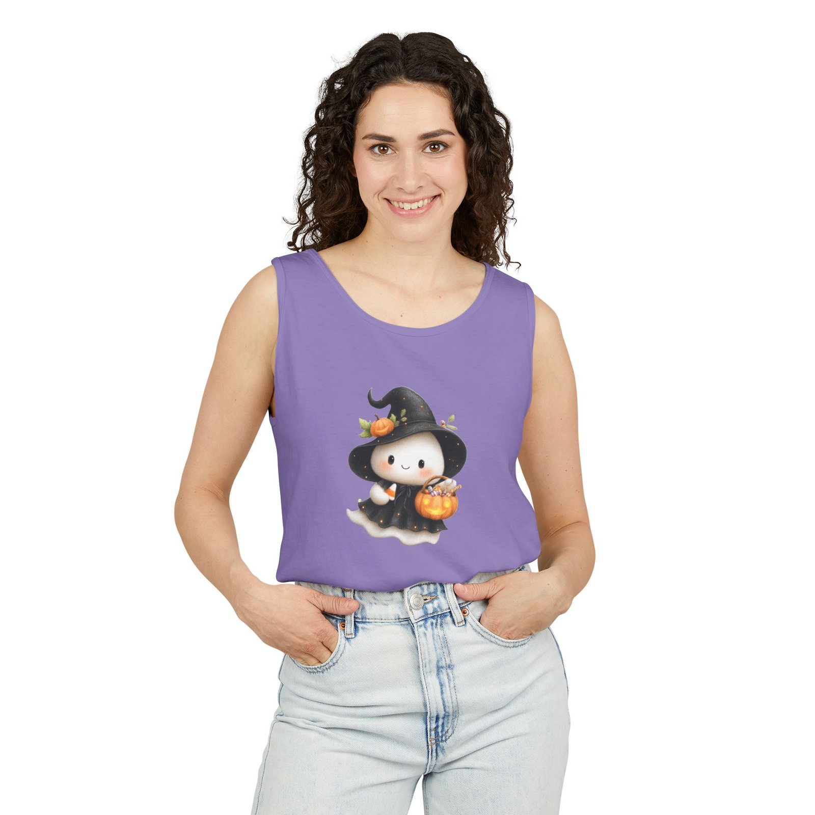 Cute Halloween Witch Tank Top, Unisex Summer Shirt, Halloween Costume Tee, Spooky Season Apparel, Festive Gift Idea - Image 8