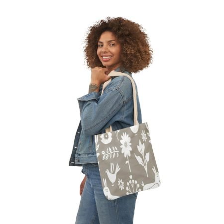 Chic Floral Canvas Tote Bag with 5-Color Straps, Eco-Friendly Shopping Bag, Beach Bag, Mother's Day Gift, Everyday Carryall