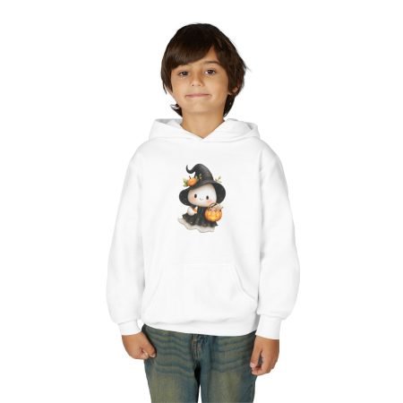 Cute Halloween Witch Kids Hoodie, Youth Sweatshirt, Pumpkin Design, Halloween Costume, Cozy Fall Apparel, Trick or Treat Gift