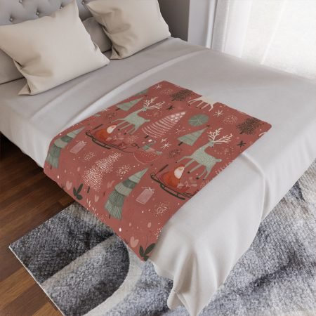 Cozy Christmas Minky Blanket, Holiday Decor, Winter Snuggle Throw, Kids Gift, Festive Home Blanket, Santa Reindeer Design