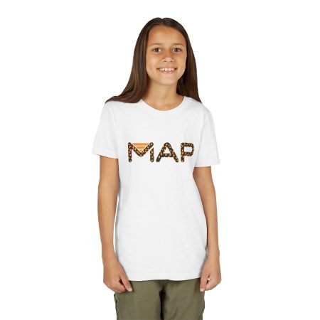 Youth Short Sleeve Tee Featuring Fun 'MAP' Design, Graphic T-Shirt for Kids, Summer Wear, Birthday Gift, Playtime Apparel, Adventure Shirt