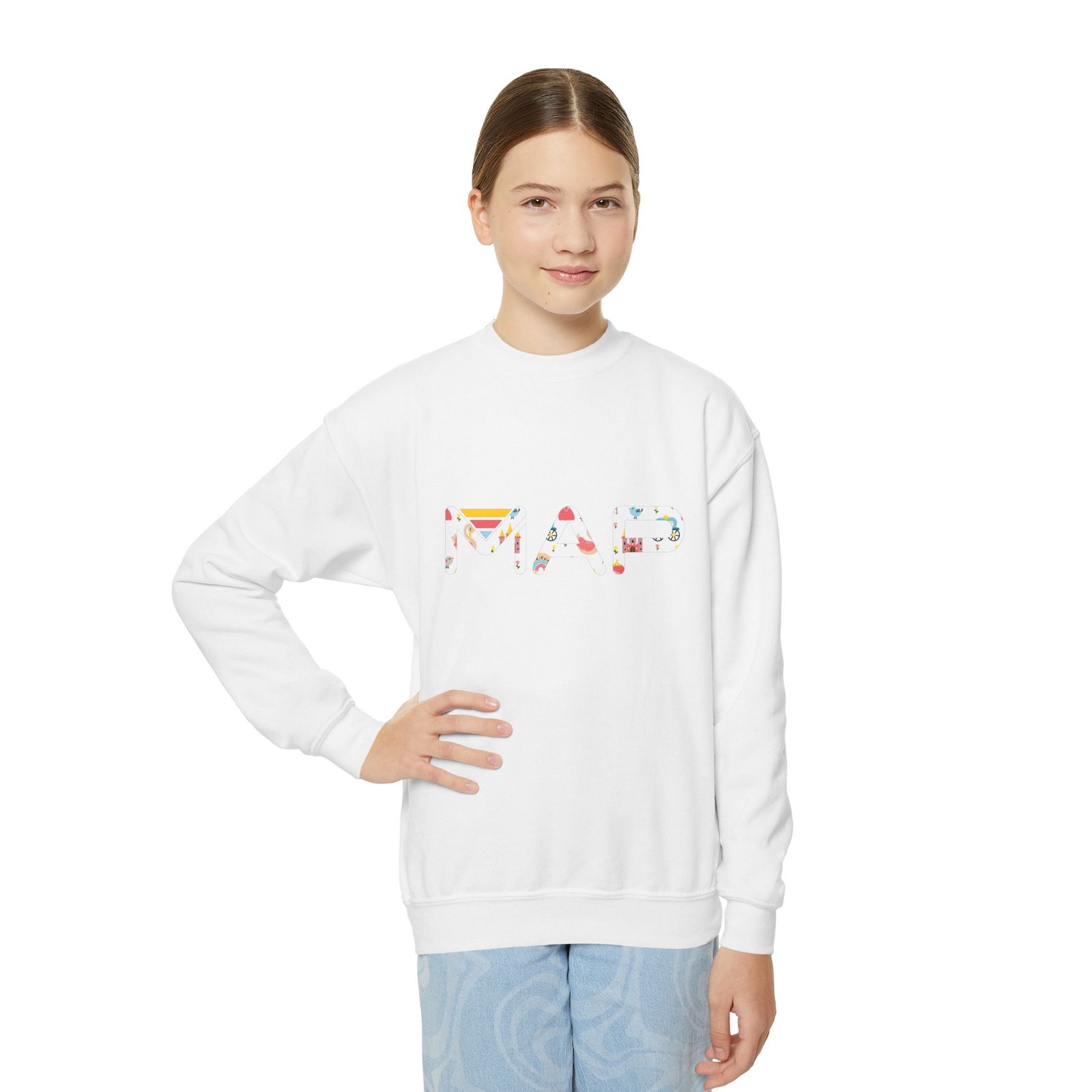 Whimsical Youth Crewneck Sweatshirt, Comfortable Kid's Apparel, Cute Gift for Birthdays, Casual Wear, Holiday Gift Ideas
