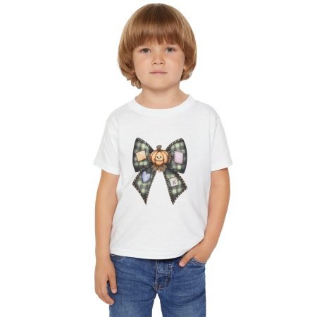 Pumpkin Bow Toddler T-Shirt | Fall Outfit, Halloween, Toddler Clothing, Seasonal Apparel, Gift for Kids