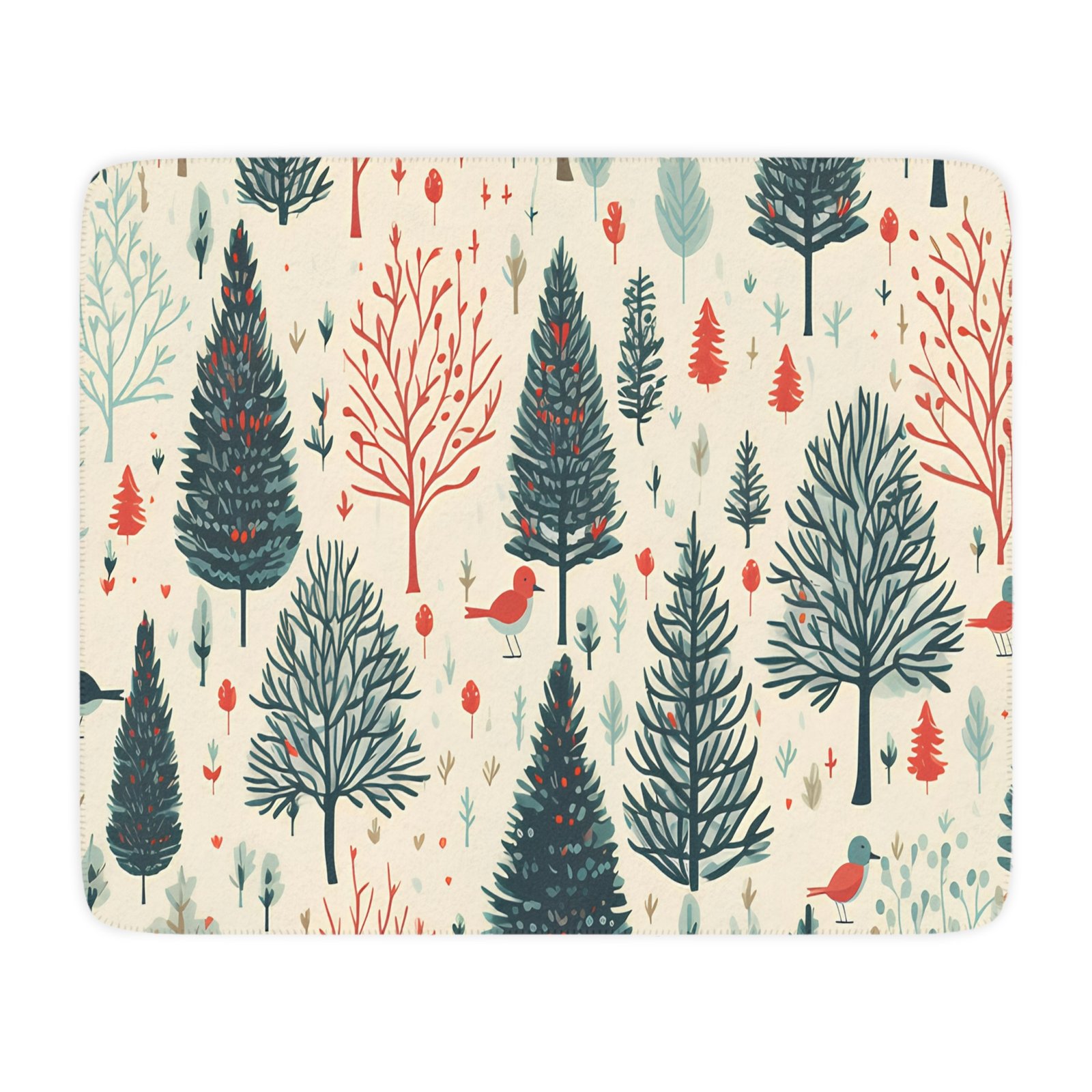 Cozy Tan Sherpa Blanket with Woodland Print, Perfect Gift for Home, Camping, Chilly Nights, Holidays, and Birthdays - Image 3