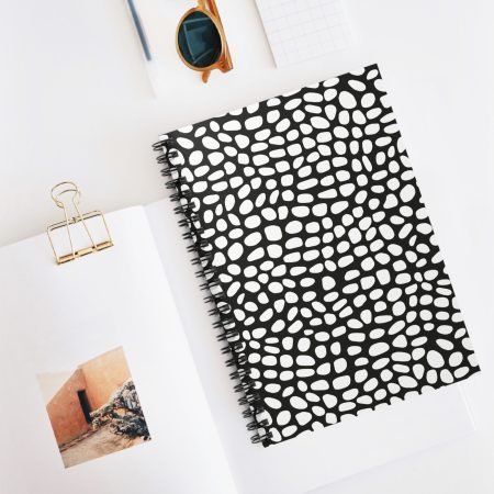 Stylish Spiral Notebook for Creative Minds, Ruled Line Notebook for School, Office, Journaling, Gift for Writers, Black and White Design