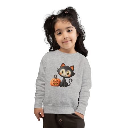 Cute Halloween Cat Toddler Sweatshirt, Fall Fashion, Kids Gift, Pumpkin, Trick or Treat, Cozy Toddler Outfit, Stylish Halloween Clothing