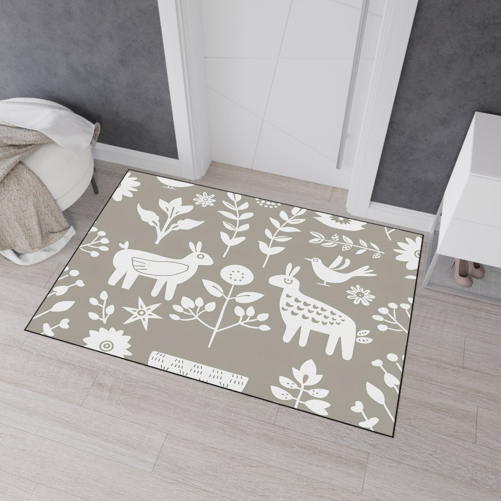 Chic Floral Heavy Duty Floor Mat for Home Decor, Outdoor Rug, Kitchen Mat, Eco-Friendly Flooring, Cute Animal Design - Image 2