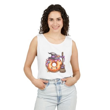 Cute Halloween Witch Donut Tank Top, Unisex Shirt, Holiday Apparel, Spooky Gift, Summer Casual Wear