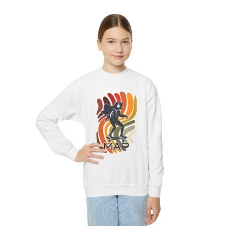 Youth Skateboard Crewneck Sweatshirt - Cool Skater Style, Perfect for Casual Wear, Birthday Gift, Back to School, Holiday Apparel