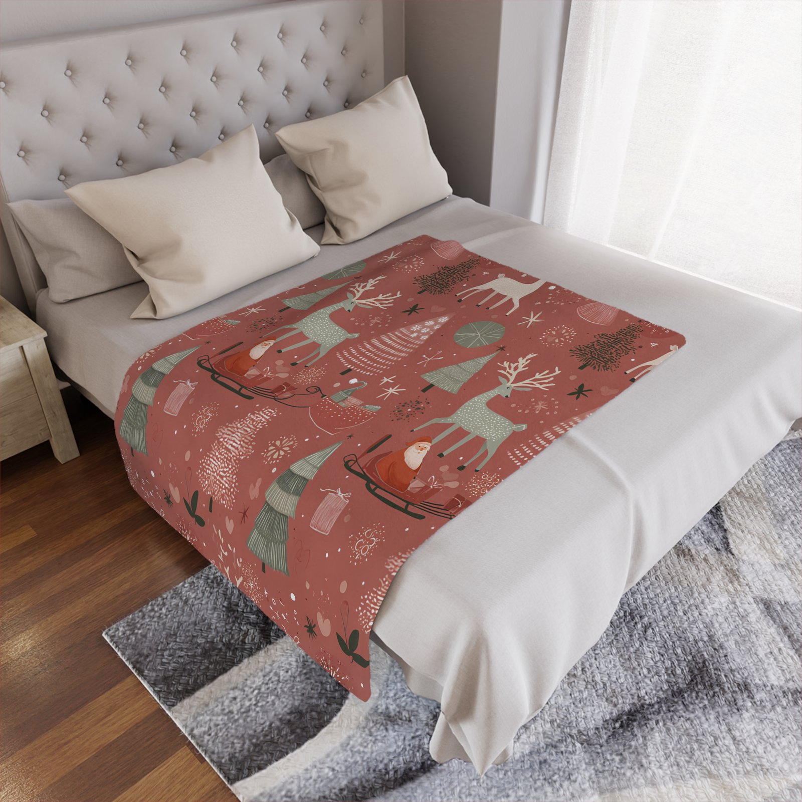 Cozy Christmas Minky Blanket, Holiday Decor, Winter Snuggle Throw, Kids Gift, Festive Home Blanket, Santa Reindeer Design - Image 9