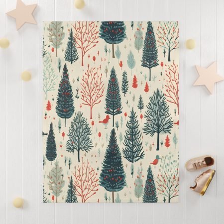 Cozy Forest-Themed Baby Blanket | Soft Fleece Nursery Gift, Perfect for Baby Showers, Seasonal Decor, Snuggle Time, and New Parents