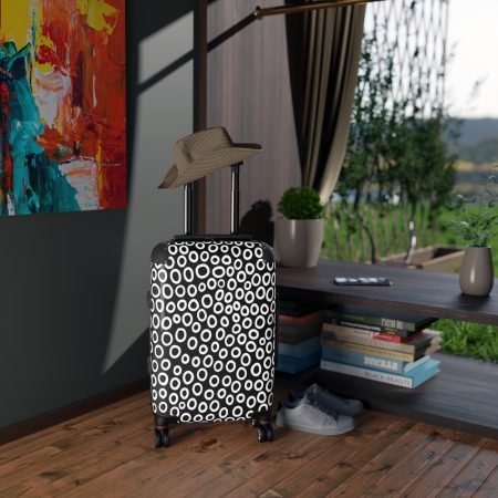 Stylish Travel Suitcase, Black and White Polka Dot Luggage, Modern Travel Bag, Durable Carry-On, Perfect Gift for Travelers