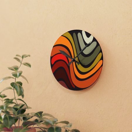 Retro Abstract Acrylic Wall Clock, Boho Home Decor, Mid-Century Modern Wall Art, Unique Gifts, Functional Art, Living Room Accent