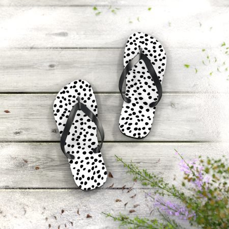 Stylish Dalmatian Print Flip Flops - Summer Sandals, Beach Wear, Poolside Accessories, Vacation Footwear, Fun Summer Style