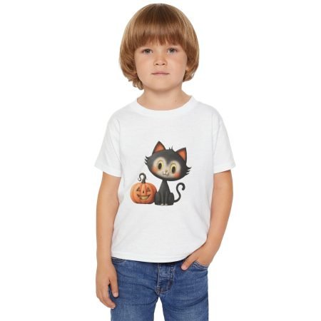 Halloween Toddler T-shirt with Cute Black Cat and Pumpkin Design, Kids' Costume Tee, Spooky Season Shirt, Trick or Treat Top, Festive [...]