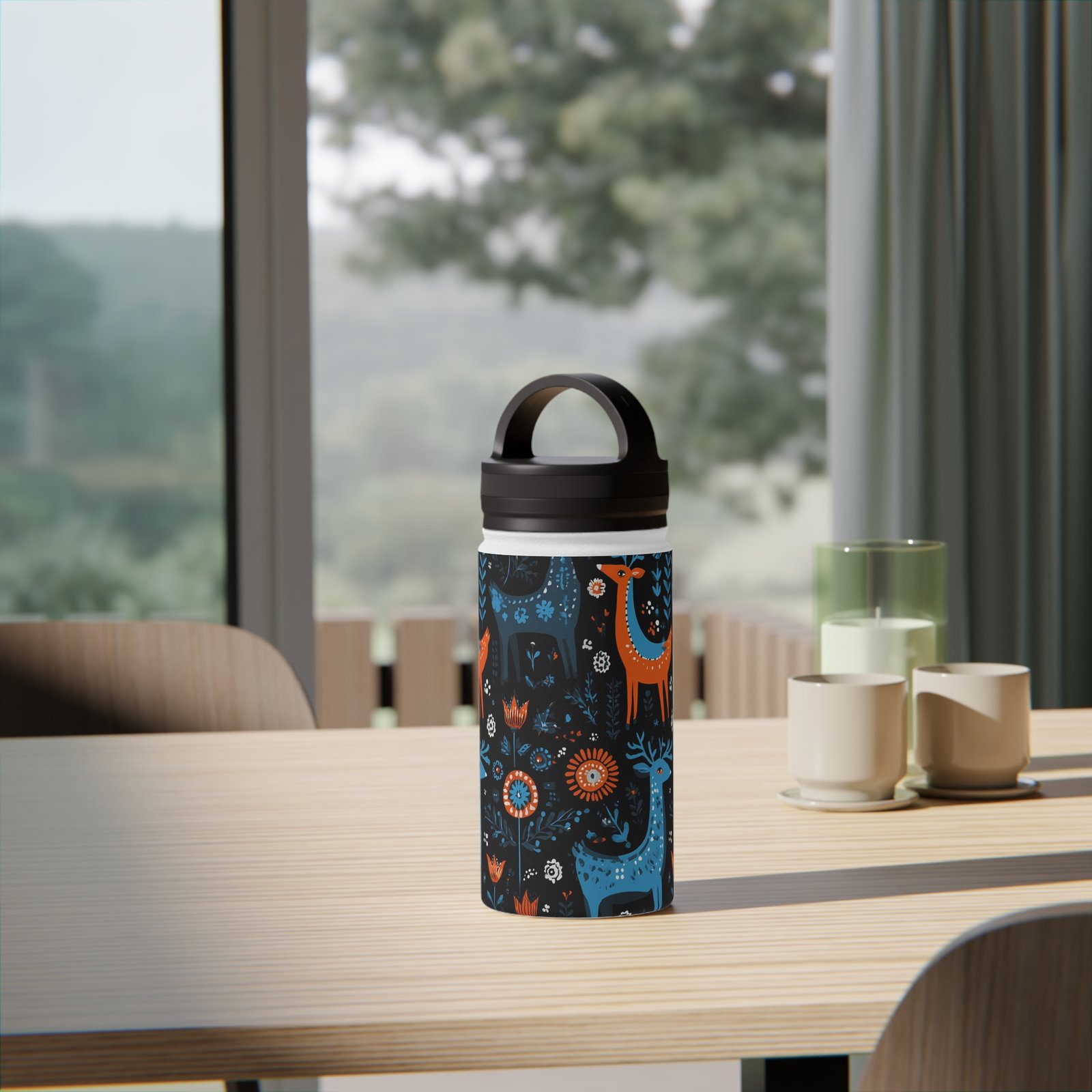 Nature-Inspired Stainless Steel Water Bottle | Reusable Eco-Friendly Travel Mug, Outdoor Gear, Gift for Adventurers, Floral Design