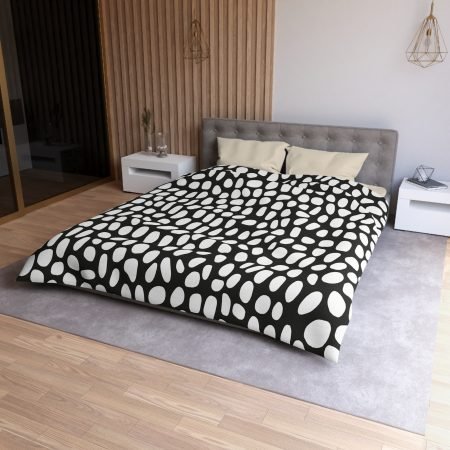 Modern Black and White Microfiber Duvet Cover, Stylish Bedding, Minimalist Home Decor, Bedroom Makeover, Cozy Gift Idea