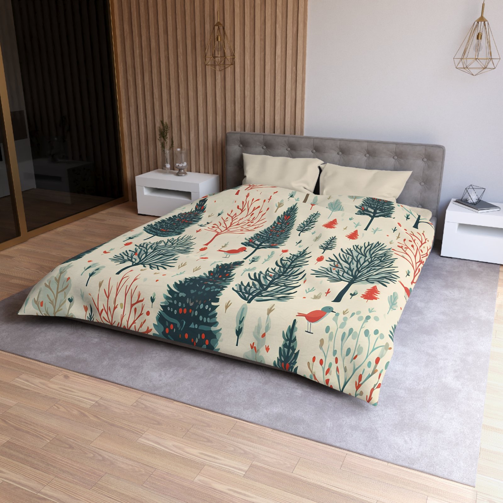 Cozy Forest Microfiber Duvet Cover | Woodland Tree Bedding, Nature Lover Gift, Christmas Decor, Cozy Bedroom, All Seasons - Image 5
