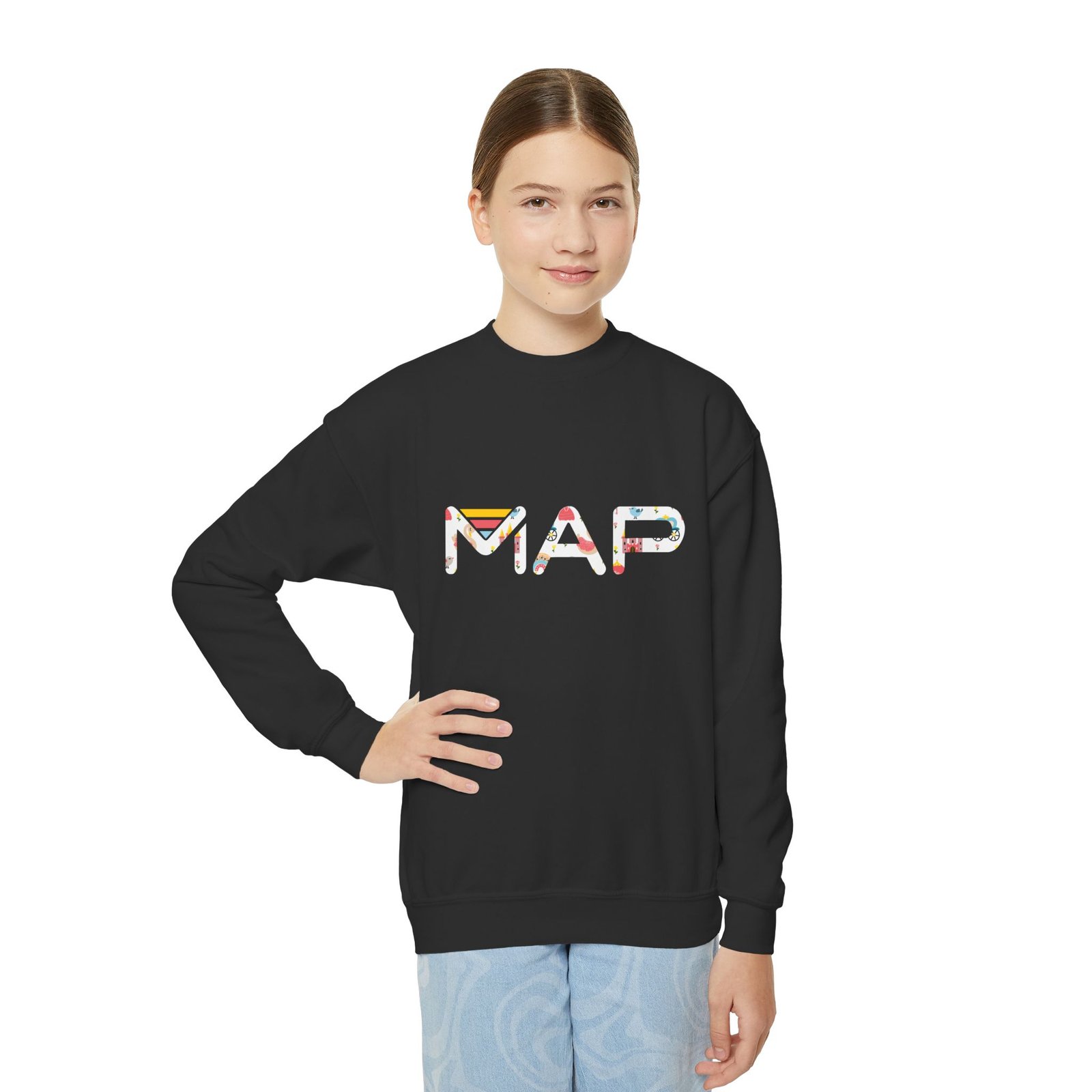 Whimsical Youth Crewneck Sweatshirt, Comfortable Kid's Apparel, Cute Gift for Birthdays, Casual Wear, Holiday Gift Ideas - Image 2