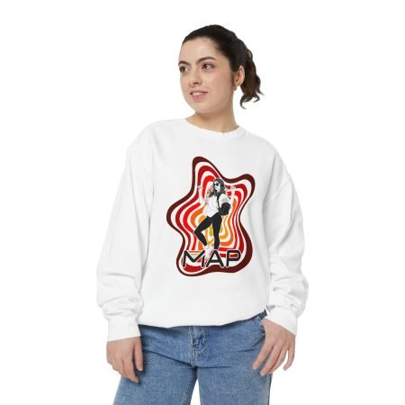 Retro Vibe Unisex Sweatshirt with MAP Design, Comfortable Fashion for Cozy Days, Perfect for Music Lovers and Casual Outings