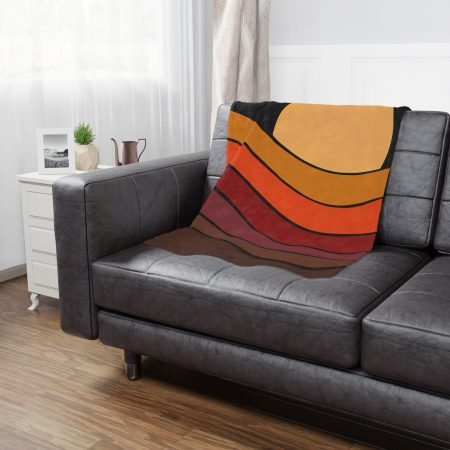 Retro Sunset Minky Blanket, Cozy Throw Blanket, Modern Home Decor, Boho Blanket for Living Room, Gift for Her