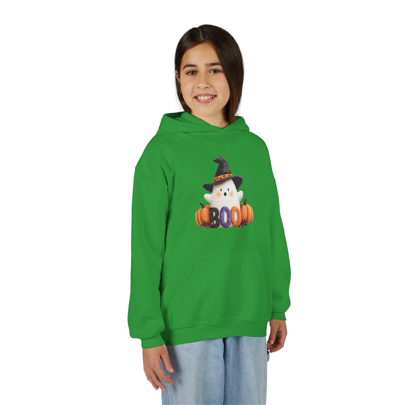 Halloween Boo Sweatshirt, Cozy Fall Hoodie for Kids, Youth Halloween Apparel, Cute Ghost Design, Perfect for Trick or Treating - Image 5