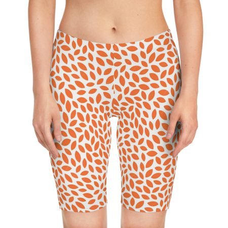 Women's Bike Shorts with Leaf Pattern - Perfect for Cycling, Yoga, Casual Wear, Summer Outfits, Active Lifestyle
