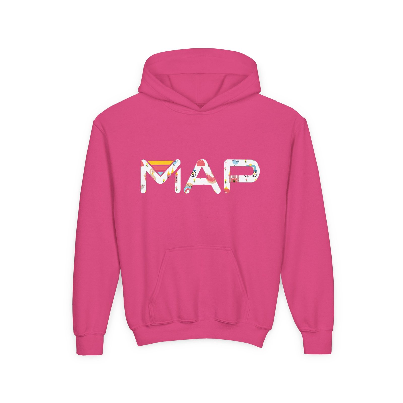 Colorful Map Design Youth Hoodie, Cool Sweatshirt for Kids, Fun Outdoor Wear, Gift for Birthday, Travel Inspired Outfit - Image 7