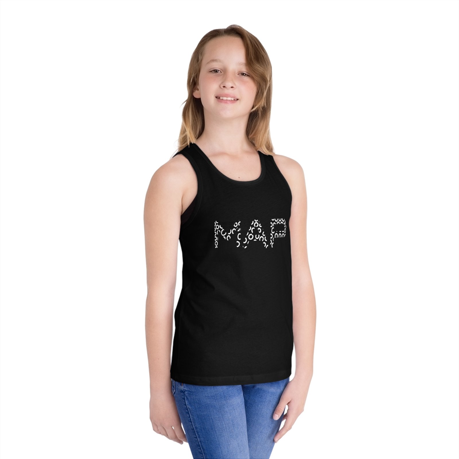 Kids' Graphic Jersey Tank Top - MAP Design, Summer Wear, Everyday Comfort, Cute Gift Idea, Outdoor Fun - Image 2